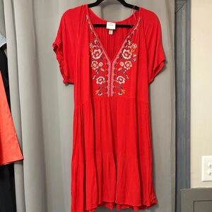 Knox Rose Red Floral Embroidered Mini Dress